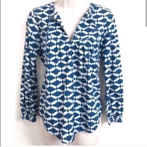 J. Crew popover cotton patterned blouse top